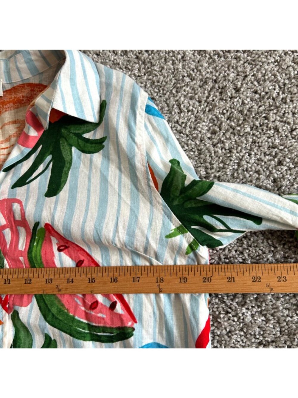 Calypso St. Barth Women's Sz M Fruit Print Linen Blend Button-Down Shirt Top - Picture 8 of 9